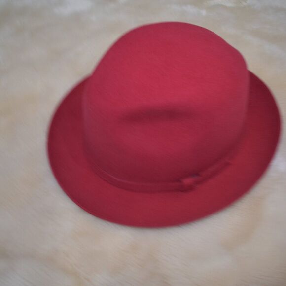 Dobbs Women’s Vintage Wool Felt Fedora Hat Size 7.5 Red Chic Designer main image 4